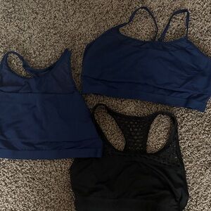 Navy & Black Women's Seamless Bralette Set